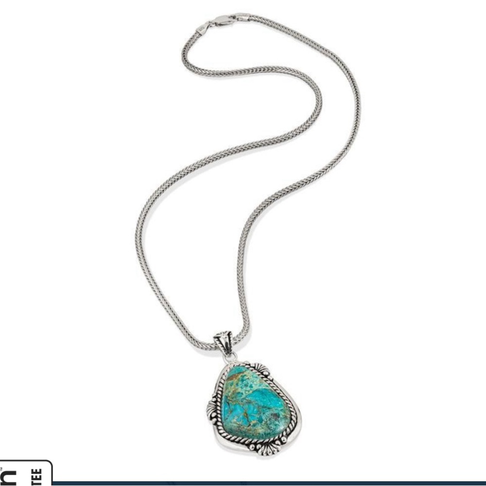 Bali Naga Woven Sterling Silver Chain with Turquoise pendant